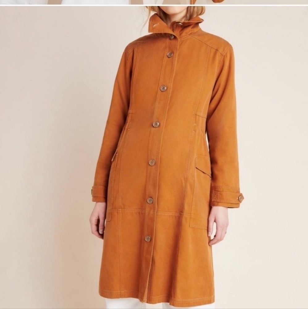 By Anthropologie cedar Uma duster long trench coat button up